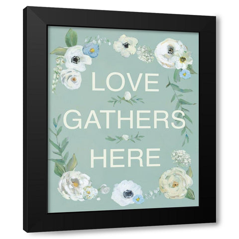 Love Gathers Black Modern Wood Framed Art Print with Double Matting by Swatland, Sally