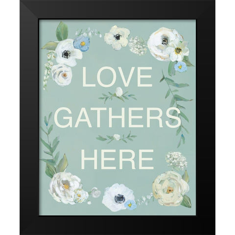 Love Gathers Black Modern Wood Framed Art Print by Swatland, Sally