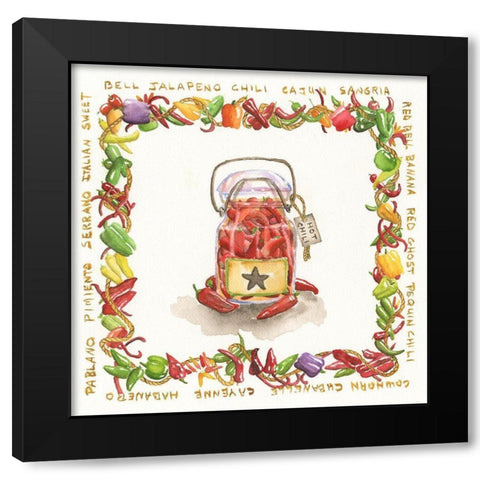 Hot Chili Medley Black Modern Wood Framed Art Print with Double Matting by Halm, Carol