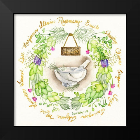 Herbal Wreath Black Modern Wood Framed Art Print by Halm, Carol