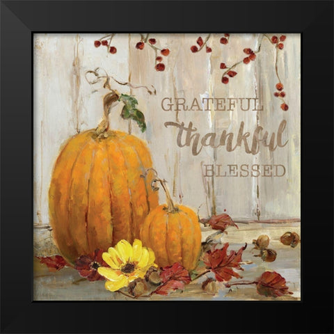 Pumpkin Patch Grateful Black Modern Wood Framed Art Print by Swatland, Sally