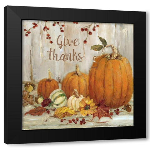 Pumpkin Patch Give Thanks Black Modern Wood Framed Art Print with Double Matting by Swatland, Sally