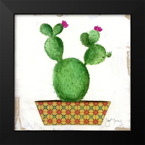 Boho Cacti I Black Modern Wood Framed Art Print by Tava Studios