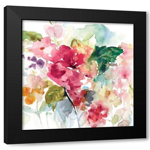 Citrus Floral Black Modern Wood Framed Art Print by Robinson, Carol