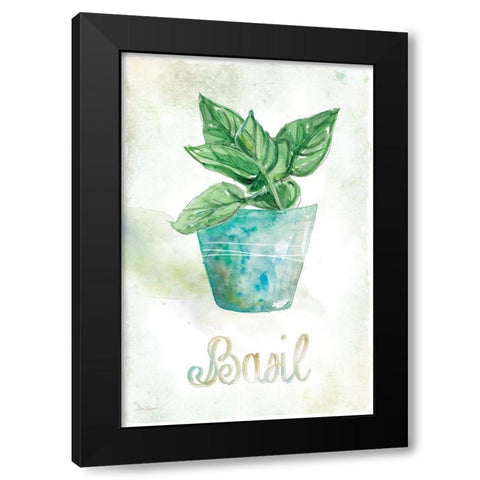 Potted Basil Black Modern Wood Framed Art Print by Robinson, Carol
