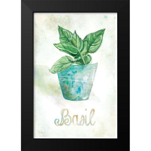 Potted Basil Black Modern Wood Framed Art Print by Robinson, Carol