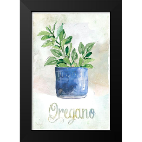 Potted Oregano Black Modern Wood Framed Art Print by Robinson, Carol
