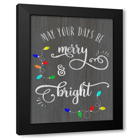 Merry and Bright Black Modern Wood Framed Art Print with Double Matting by CAD Designs