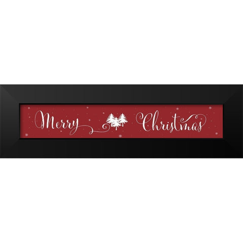 Merry Christmas Black Modern Wood Framed Art Print by CAD Designs