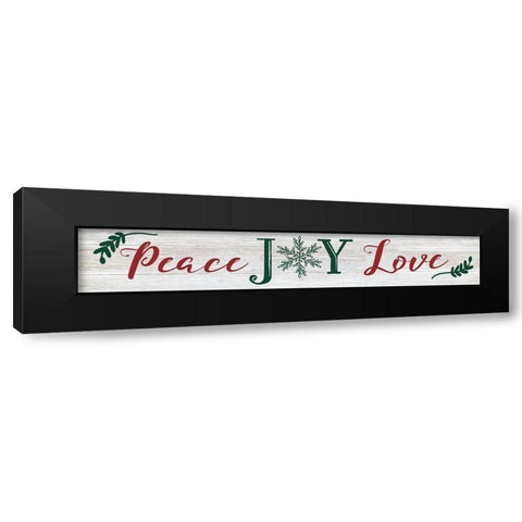 Peace Joy Love Black Modern Wood Framed Art Print by CAD Designs