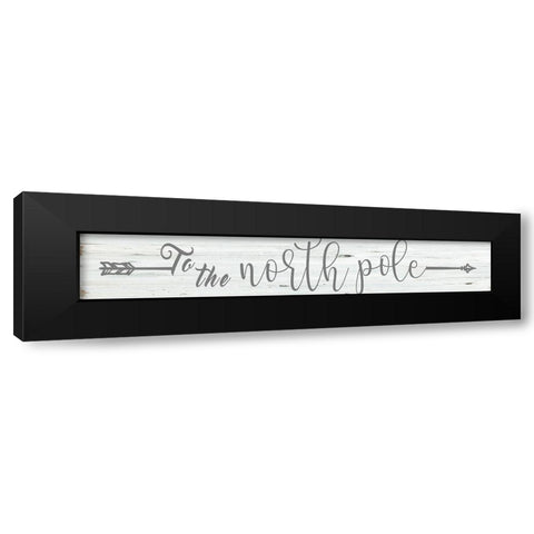 To The North Pole Black Modern Wood Framed Art Print by CAD Designs