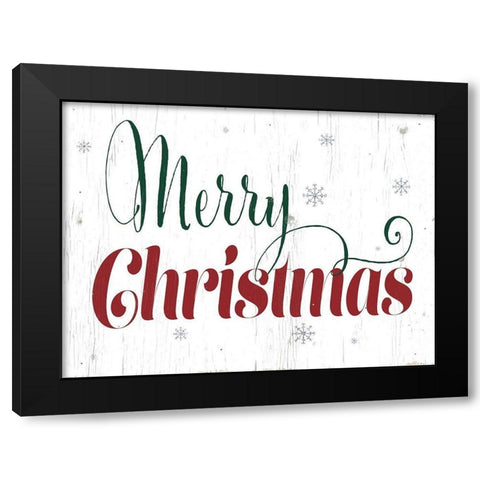 Merry Christmas Black Modern Wood Framed Art Print with Double Matting by CAD Designs