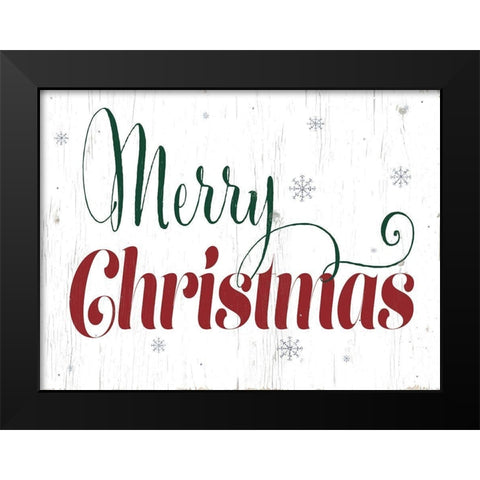 Merry Christmas Black Modern Wood Framed Art Print by CAD Designs