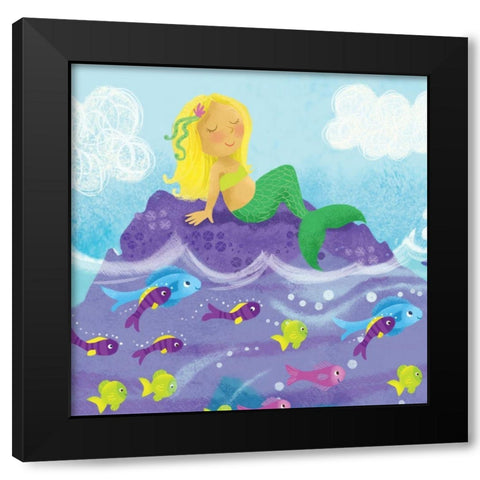 Mermaid Play I Black Modern Wood Framed Art Print with Double Matting by Mitchell, Melanie