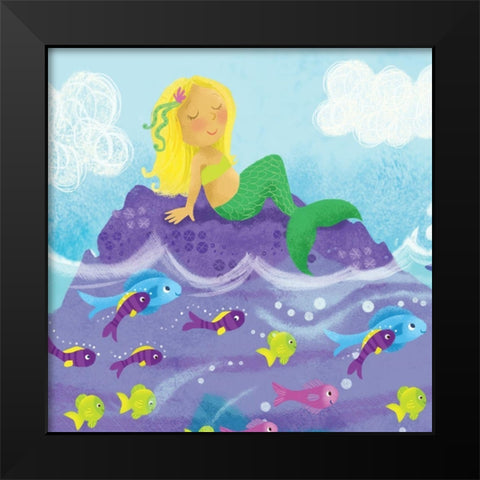 Mermaid Play I Black Modern Wood Framed Art Print by Mitchell, Melanie