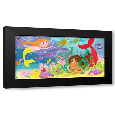 Mermaid Play III Black Modern Wood Framed Art Print by Mitchell, Melanie