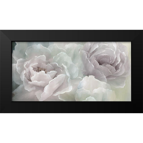 Peony Lace Black Modern Wood Framed Art Print by Nan