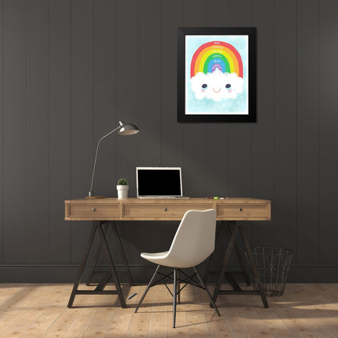 Rainbow Colors Black Modern Wood Framed Art Print by Doyle, Lizzy