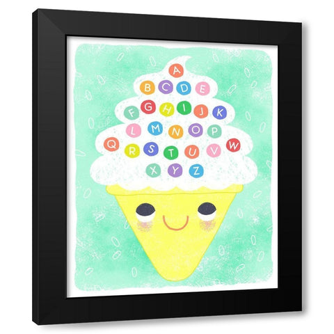 Ice Cream Alphabet Black Modern Wood Framed Art Print by Doyle, Lizzy