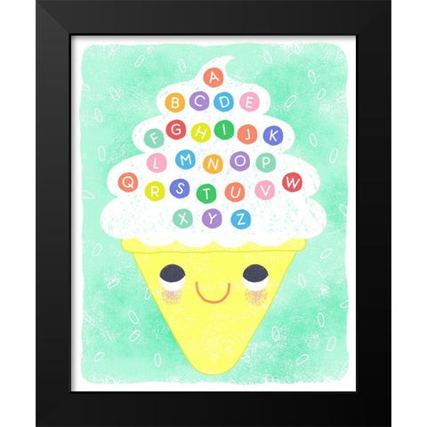 Ice Cream Alphabet Black Modern Wood Framed Art Print by Doyle, Lizzy