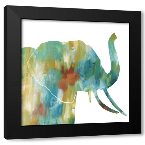 Painterly Elephant Black Modern Wood Framed Art Print by Nan
