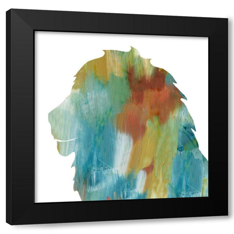 Painterly Lion Black Modern Wood Framed Art Print by Nan