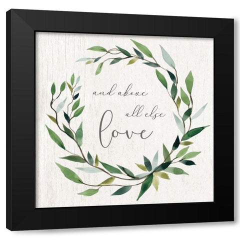 Bay Leaf Love Black Modern Wood Framed Art Print by Robinson, Carol