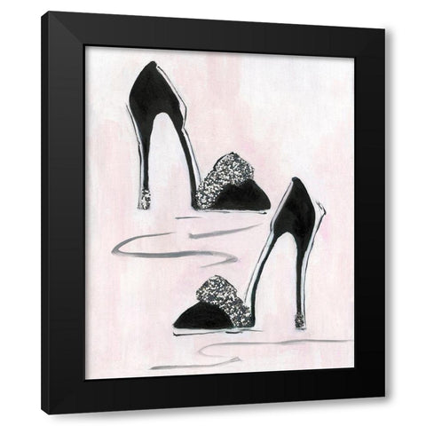 Shoes That Dazzle II Black Modern Wood Framed Art Print by Swatland, Sally