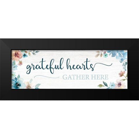 Grateful Hearts Black Modern Wood Framed Art Print by Robinson, Carol