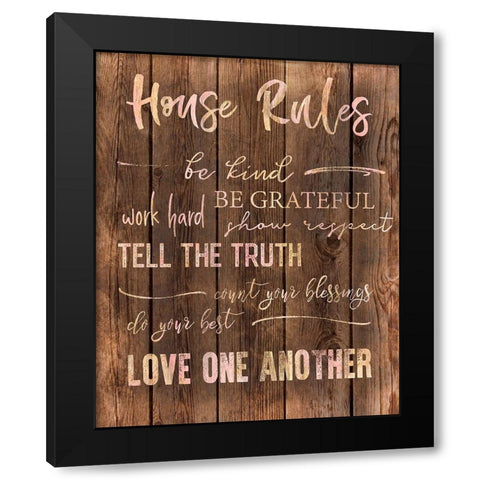 House Rules Black Modern Wood Framed Art Print with Double Matting by CAD Designs