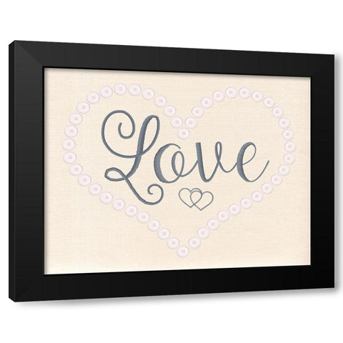 Stitched Love Black Modern Wood Framed Art Print with Double Matting by Santiago, Daniela