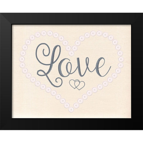Stitched Love Black Modern Wood Framed Art Print by Santiago, Daniela