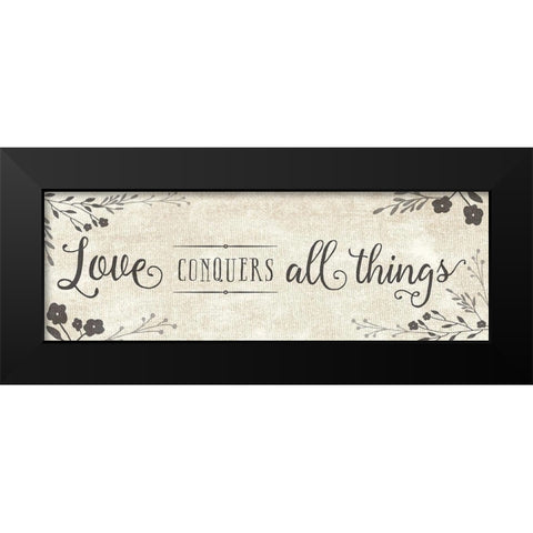 Love Conquers Black Modern Wood Framed Art Print by Murray, Amanda