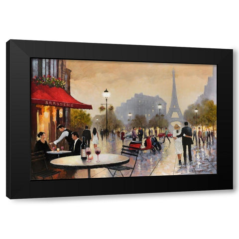 Paris Stroll Black Modern Wood Framed Art Print with Double Matting by Orme, E. Anthony