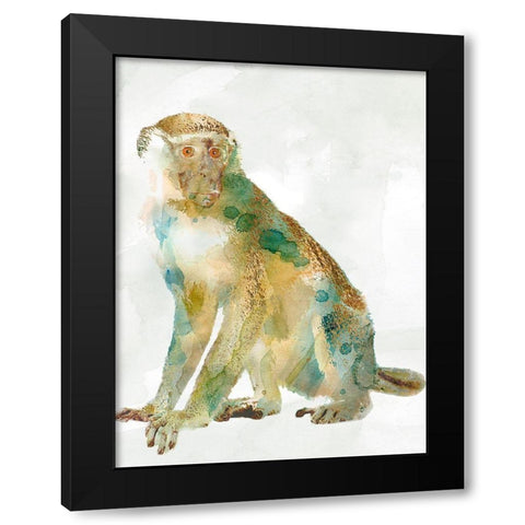 African Colors Monkey Black Modern Wood Framed Art Print by Robinson, Carol