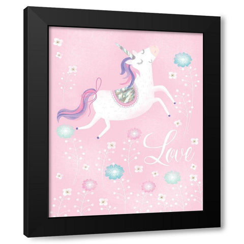Love Unicorn Black Modern Wood Framed Art Print with Double Matting by Hanton, Sophie