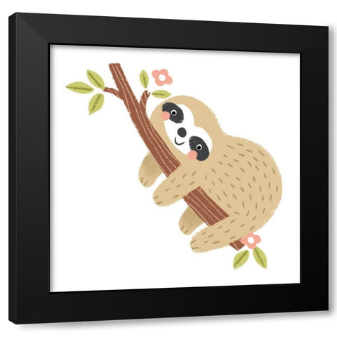 Tan Sloth Black Modern Wood Framed Art Print with Double Matting by Anglicas, Louise