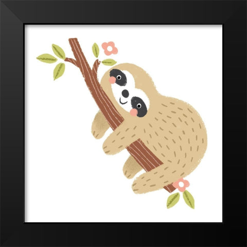 Tan Sloth Black Modern Wood Framed Art Print by Anglicas, Louise