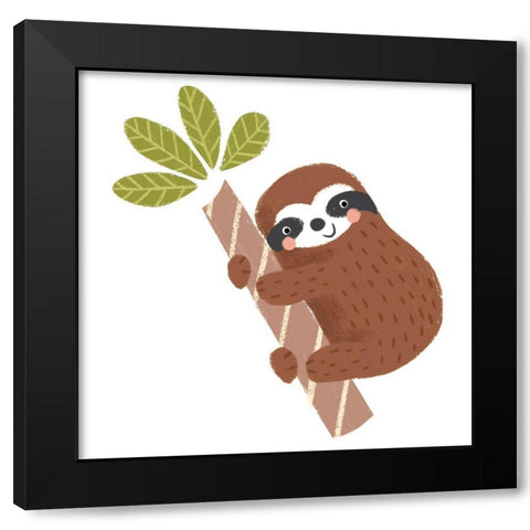 Brown Sloth Black Modern Wood Framed Art Print with Double Matting by Anglicas, Louise