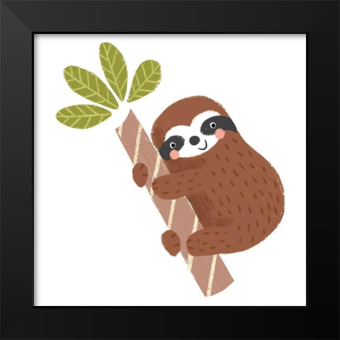 Brown Sloth Black Modern Wood Framed Art Print by Anglicas, Louise