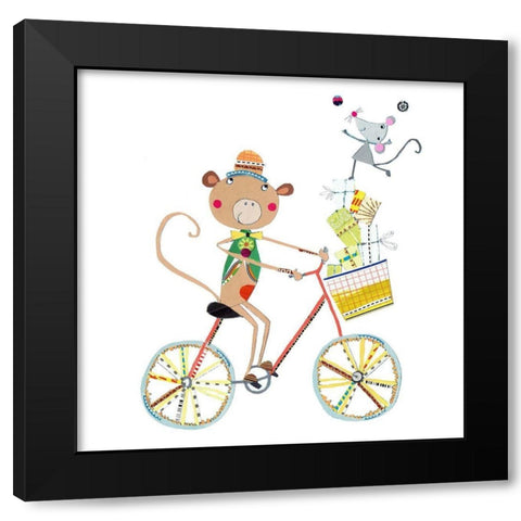 Circus Monkey Black Modern Wood Framed Art Print with Double Matting by Pope, Kate and Elizabeth