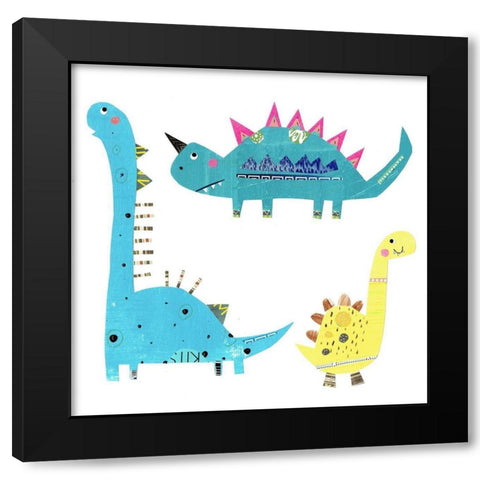 Dino Trio Black Modern Wood Framed Art Print with Double Matting by Pope, Kate and Elizabeth