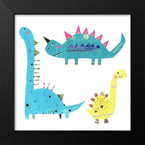 Dino Trio Black Modern Wood Framed Art Print by Pope, Kate and Elizabeth