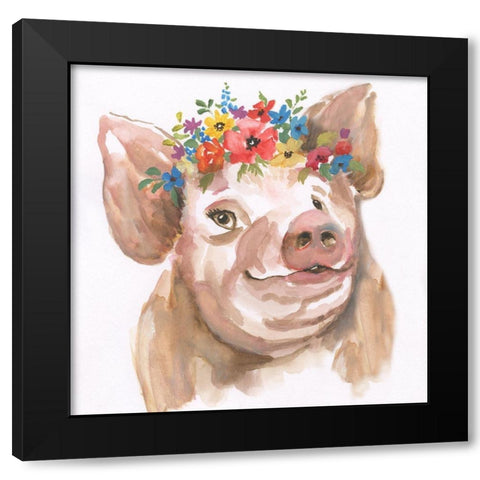 Royal Pig Black Modern Wood Framed Art Print by Nan