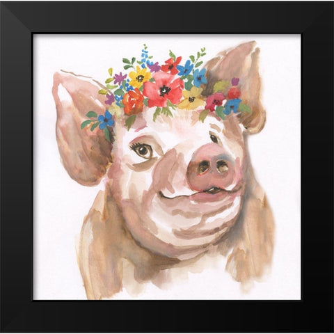 Royal Pig Black Modern Wood Framed Art Print by Nan