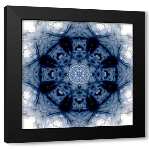 Indigo Kaleidoscope II Black Modern Wood Framed Art Print with Double Matting by Nan