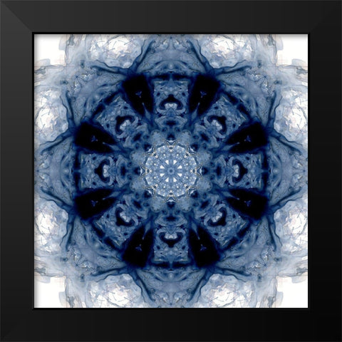 Indigo Kaleidoscope II Black Modern Wood Framed Art Print by Nan