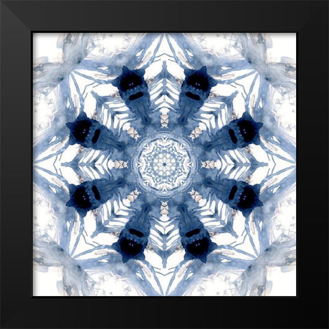 Indigo Kaleidoscope III Black Modern Wood Framed Art Print by Nan