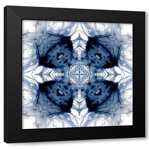 Indigo Kaleidoscope IV Black Modern Wood Framed Art Print with Double Matting by Nan