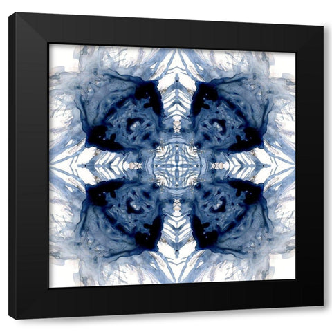 Indigo Kaleidoscope IV Black Modern Wood Framed Art Print by Nan